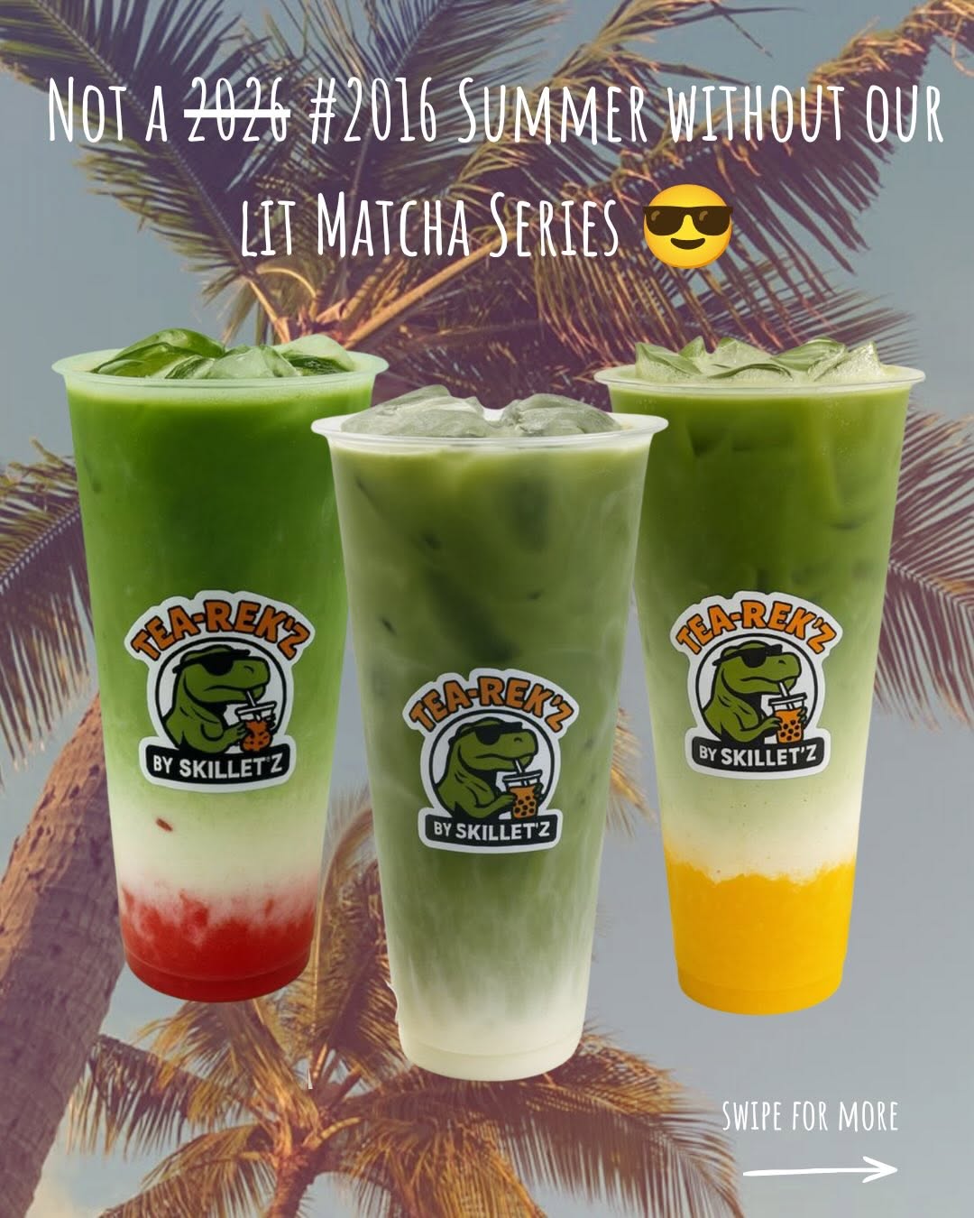 MSJ DECA Diamond Marketing Team social media creative for Tea-Rek'z featuring the Lit Matcha Series